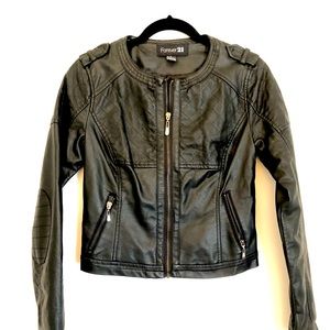 Forever 21 Faux Leather Jacket, Black, M
